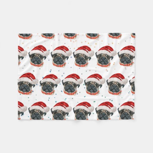 Pug Dog Breed Christmas Stars Fleece Deken (Voorkant (Horizontaal))