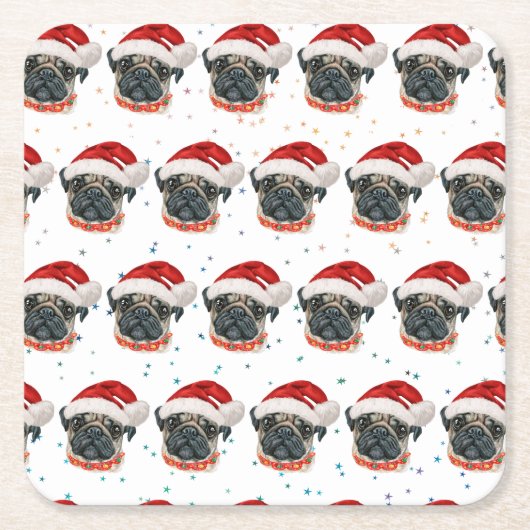 Pug Dog Breed Christmas Stars Kartonnen Onderzetters (Voorkant)