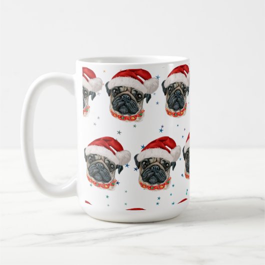 Pug Dog Breed Christmas Stars Koffiemok (Links)