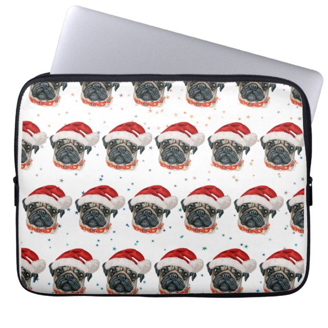 Pug Dog Breed Christmas Stars Laptop Sleeve (Voorkant)