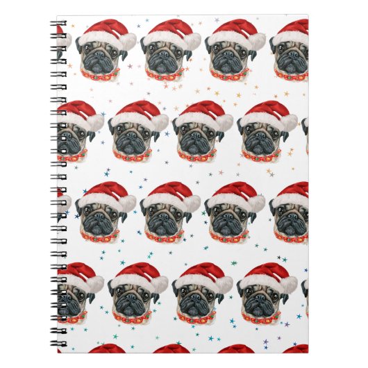 Pug Dog Breed Christmas Stars Notitieboek (Voorkant)