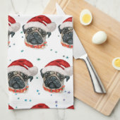 Pug Dog Breed Christmas Stars Theedoek (Quarter Fold)