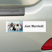 Pug Dog Bride & Groom Wedding Bumpersticker (Op auto)