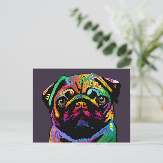 Pug Dog Briefkaart (Staand voorkant)