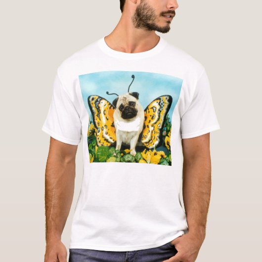 Pug Dog Butterfly T-Shirt (Voorkant)