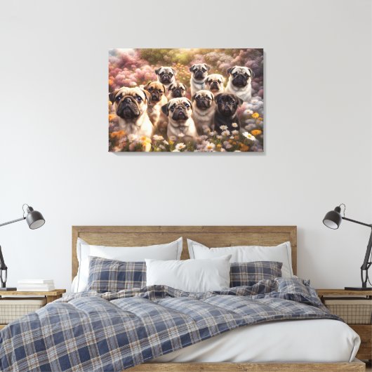 Pug Dog Canvas Afdruk (Insitu (Slaapkamer))