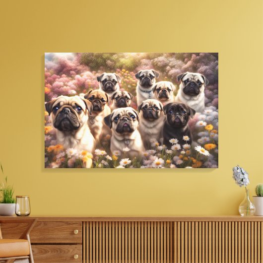 Pug Dog Canvas Afdruk (Insitu (Woonkamer))
