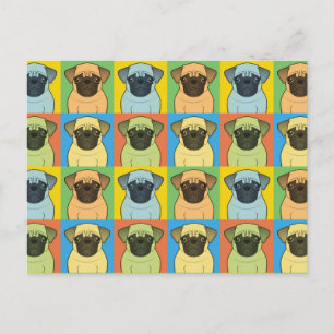Pug Dog Cartoon Pop-Art Briefkaart