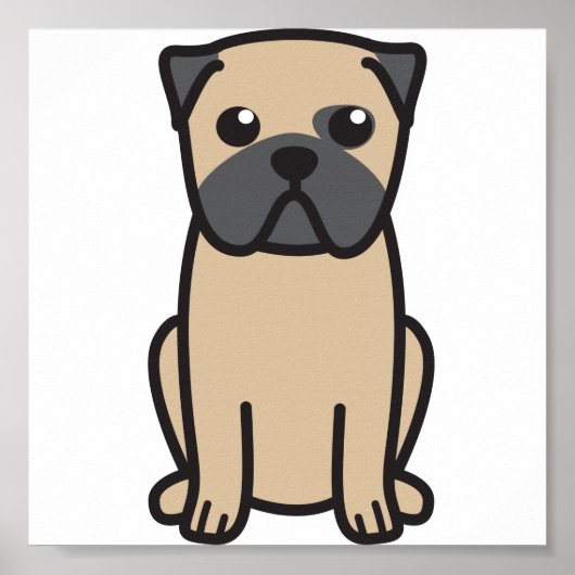 Pug Dog Cartoon Poster (Voorkant)