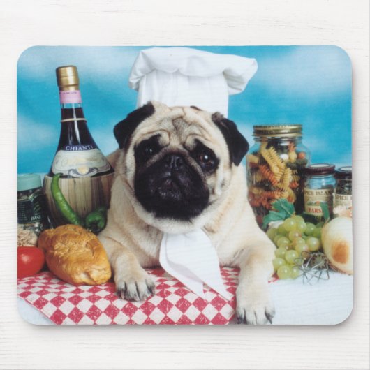 Pug Dog Chef Mousepad Muismat (Voorkant)