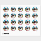 Pug Dog Chef Ronde Sticker (Vel)