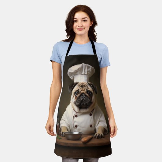 Pug Dog Chef Schort (Gedragen)