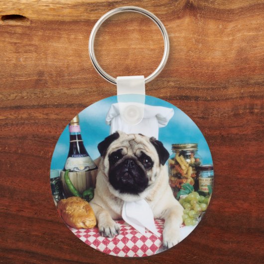 Pug Dog Chef Sleutelhanger (Voorkant)