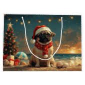 Pug Dog Christmas Beach Groot Cadeauzakje (Achterkant)