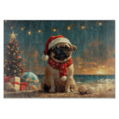 Pug Dog Christmas  Beach Snijplank (Voorkant)