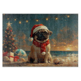Pug Dog Christmas  Beach Snijplank