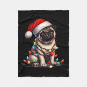 Pug Dog Christmas Lights Santa Hat Dog Lover  Fleece Deken (Voorkant)