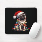 Pug Dog Christmas Lights Santa Hat Dog Lover Muismat (Met muis)