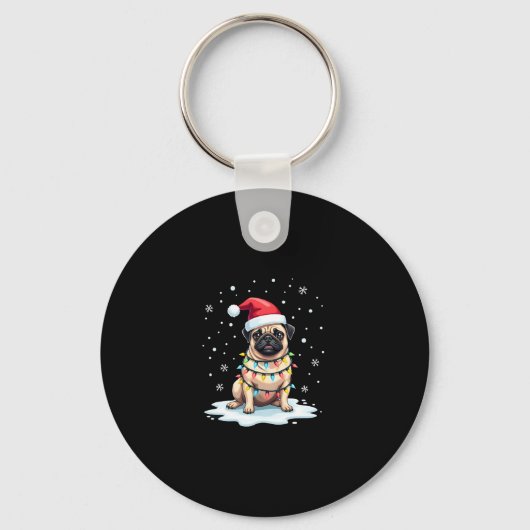 Pug Dog Christmas Men Women (1) Sleutelhanger (Voorkant)