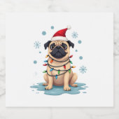 Pug Dog Christmas Men Women (1) Sparkling Wijnetiket (Enkel label)