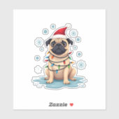 Pug Dog Christmas Men Women (1) Sticker (Vel)