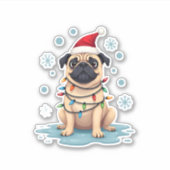 Pug Dog Christmas Men Women (1) Sticker (Voorkant)