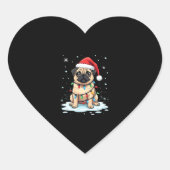 Pug Dog Christmas Men Women (2) Hart Sticker (Voorkant)