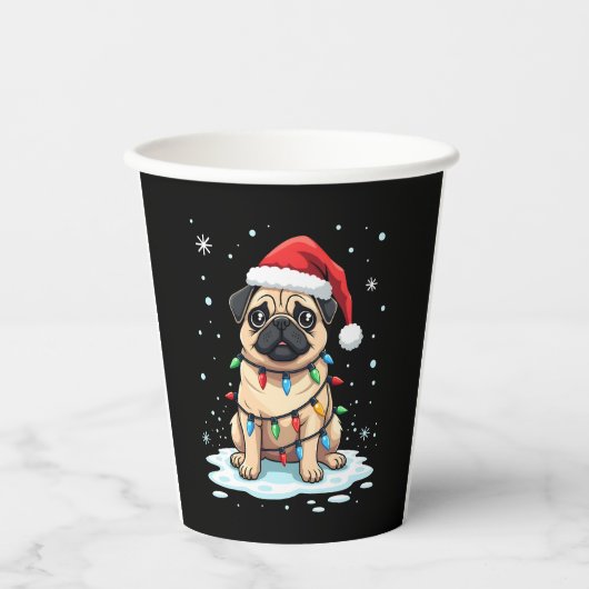 Pug Dog Christmas Men Women (2) Papieren Bekers (Voorkant)