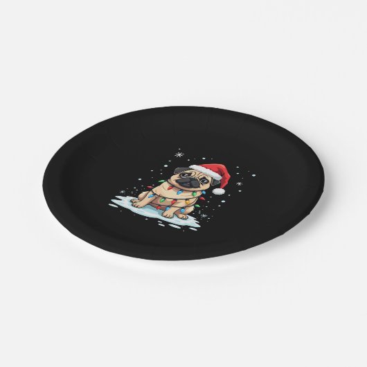 Pug Dog Christmas Men Women (2) Papieren Bordje (Gekanteld)