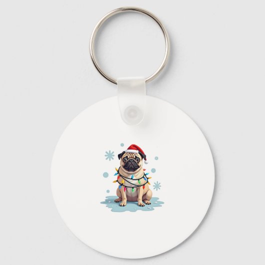 Pug Dog Christmas Men Women (2) Sleutelhanger (Voorkant)