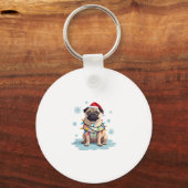 Pug Dog Christmas Men Women (2) Sleutelhanger (Voorkant)