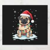 Pug Dog Christmas Men Women (2) Sparkling Wijnetiket (Enkel label)