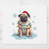 Pug Dog Christmas Men Women (2) Sparkling Wijnetiket (Enkel label)