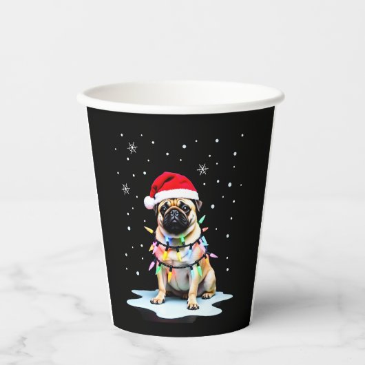 Pug Dog Christmas Men Women (3) Papieren Bekers (Voorkant)