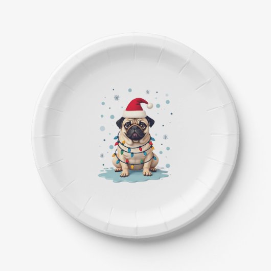 Pug Dog Christmas Men Women (3) Papieren Bordje (Voorkant)