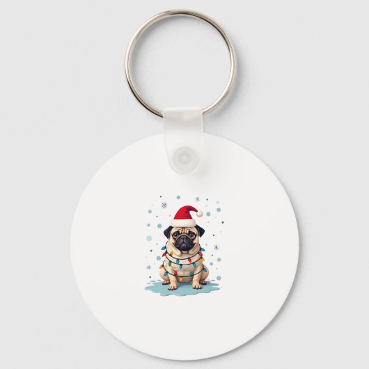 Pug Dog Christmas Men Women (3) Sleutelhanger (Voorkant)