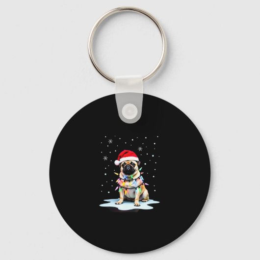 Pug Dog Christmas Men Women (3) Sleutelhanger (Voorkant)