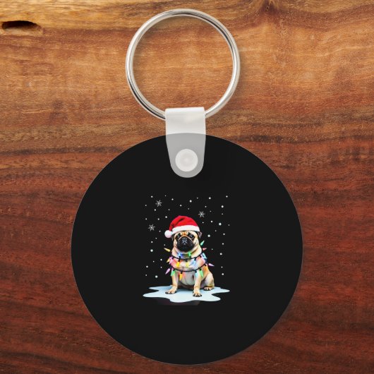 Pug Dog Christmas Men Women (3) Sleutelhanger (Voorkant)