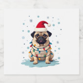 Pug Dog Christmas Men Women (3) Sparkling Wijnetiket (Enkel label)