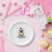 Pug Dog Christmas Men Women Papieren Bordje (Feest)