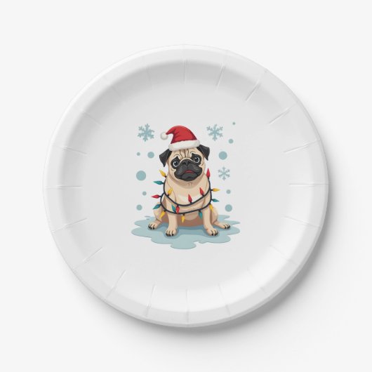 Pug Dog Christmas Men Women Papieren Bordje (Voorkant)