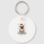 Pug Dog Christmas Men Women Sleutelhanger (Voorkant)
