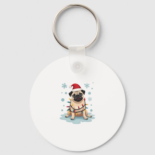 Pug Dog Christmas Men Women Sleutelhanger (Voorkant)