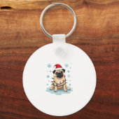 Pug Dog Christmas Men Women Sleutelhanger (Voorkant)