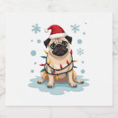 Pug Dog Christmas Men Women Sparkling Wijnetiket (Enkel label)