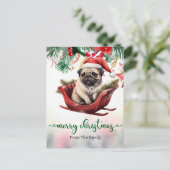 Pug Dog Christmas thema Briefkaart (Staand voorkant)