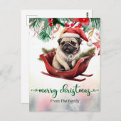 Pug Dog Christmas thema Briefkaart (Voorkant / Achterkant)