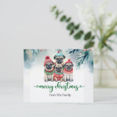 Pug Dog Christmas thema Briefkaart (Staand voorkant)