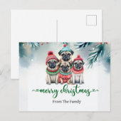 Pug Dog Christmas thema Briefkaart (Voorkant / Achterkant)