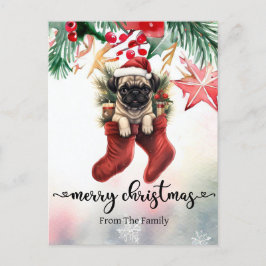Pug Dog Christmas thema Briefkaart